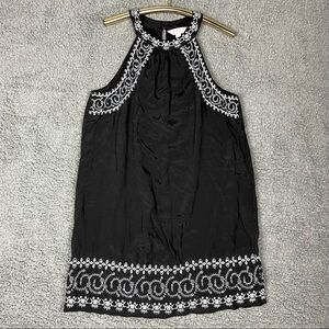 Market &‎ Spruce Women's small Embroidered Halter black Dress White embroidery